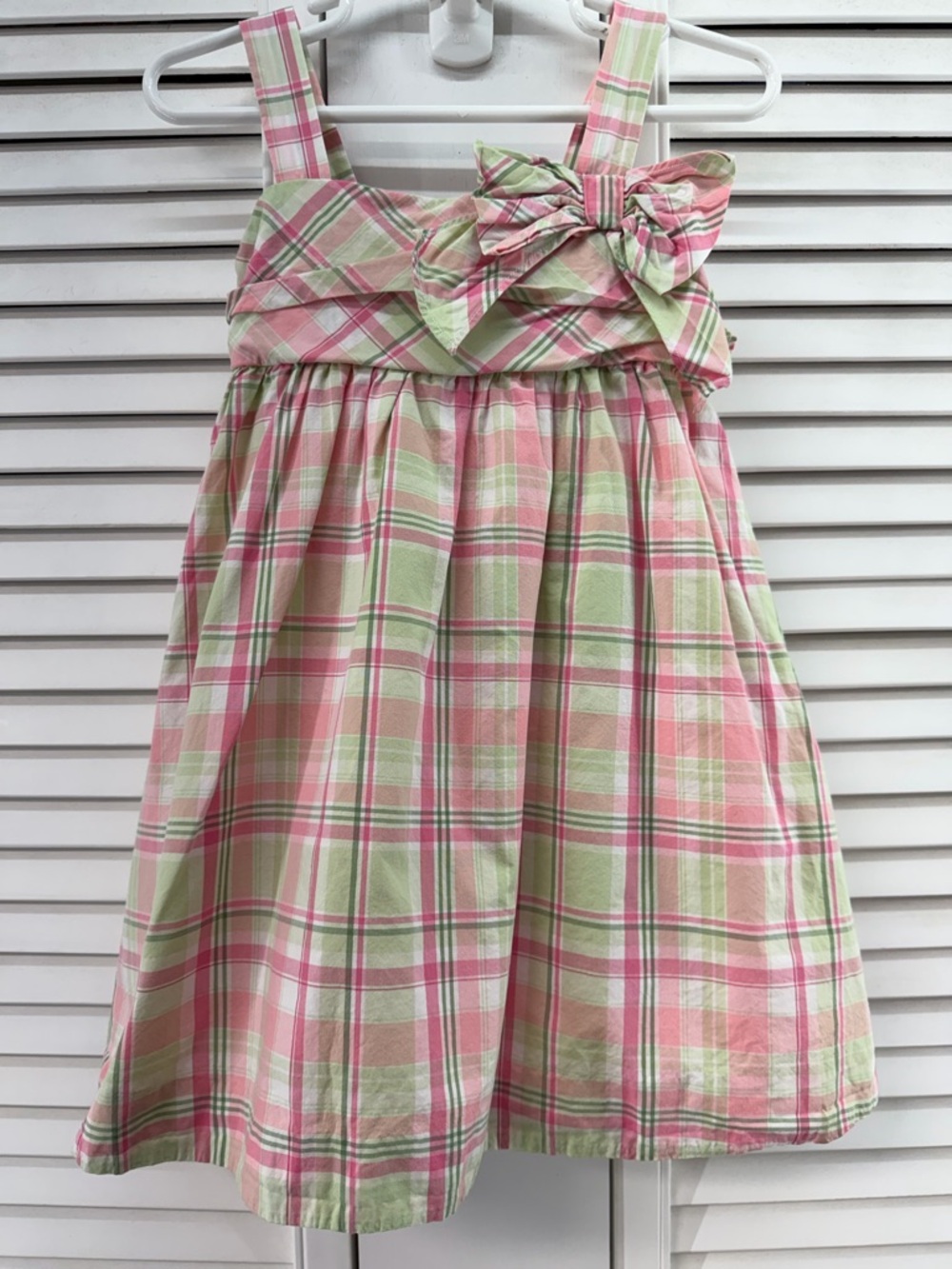 Janie and Jack size 2T Pink & Green Plaid Sundress with Bow